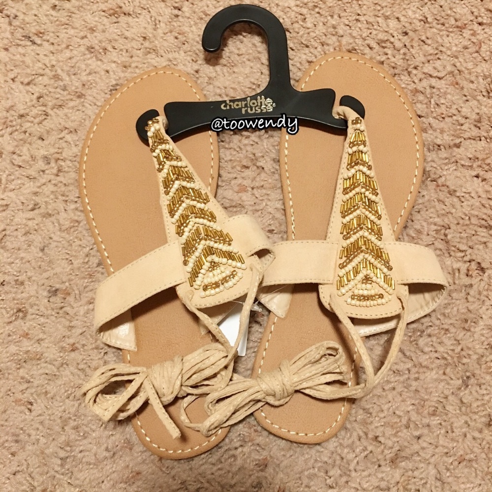 Charlotte Russe Beaded Lace-Up Thong Sandals